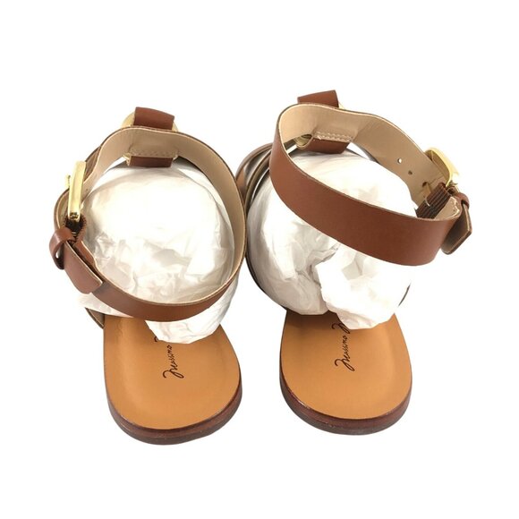 Massimo Matteo Womens Sandals Strappy Leather Open Toe Brown Size 10 - Picture 3 of 6